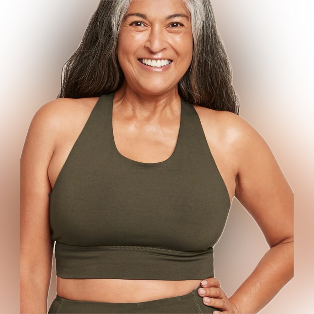 Boody bamboo Dark Olive Motivate Longline Bra-racerback sport bra-szs XS/S/L-NWT